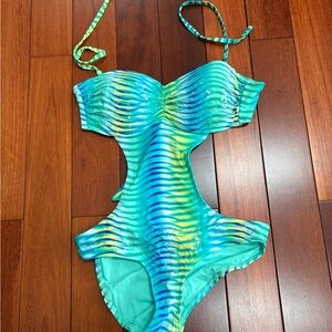 La Vie En Rose Teal, Blue & Yellow One-Piece Swimwear